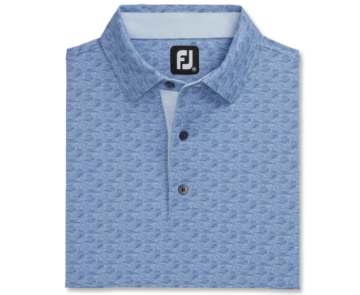 FOOTJOY GOLF COURSE DOODLE PRINT SELF COLLAR MEN'S SHIRT 24