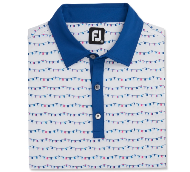 FOOTJOY FLAG BANNER PRINT SELF COLLAR MEN'S SHIRT 24