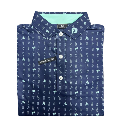 FOOTJOY 19TH HOLE PRINT SELF COLLAR MEN'S SHIRT 24