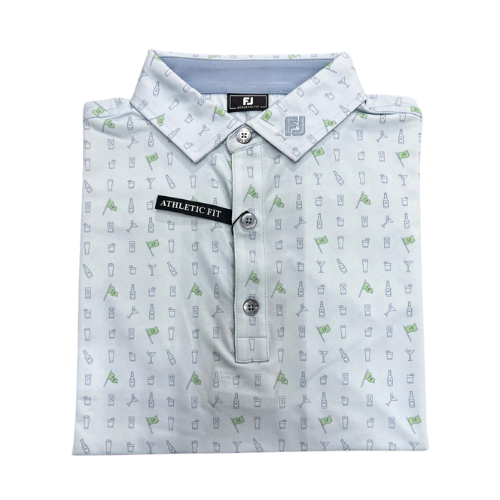 FOOTJOY 19TH HOLE PRINT SELF COLLAR MEN'S SHIRT 24