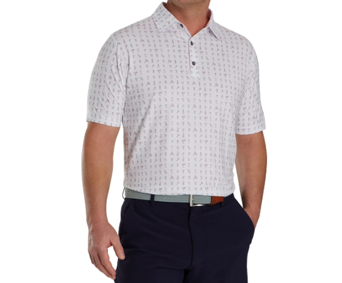 FOOTJOY 19TH HOLE PRINT SELF COLLAR MEN'S SHIRT 24