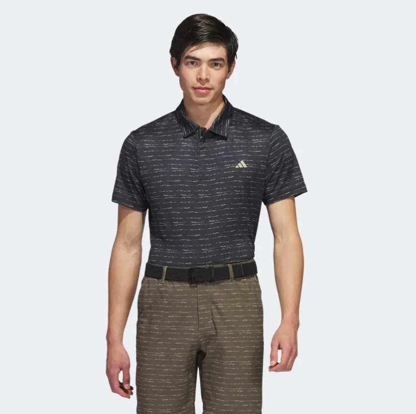 ADIDAS STRIPE ZIP GOLF POLO SHIRT