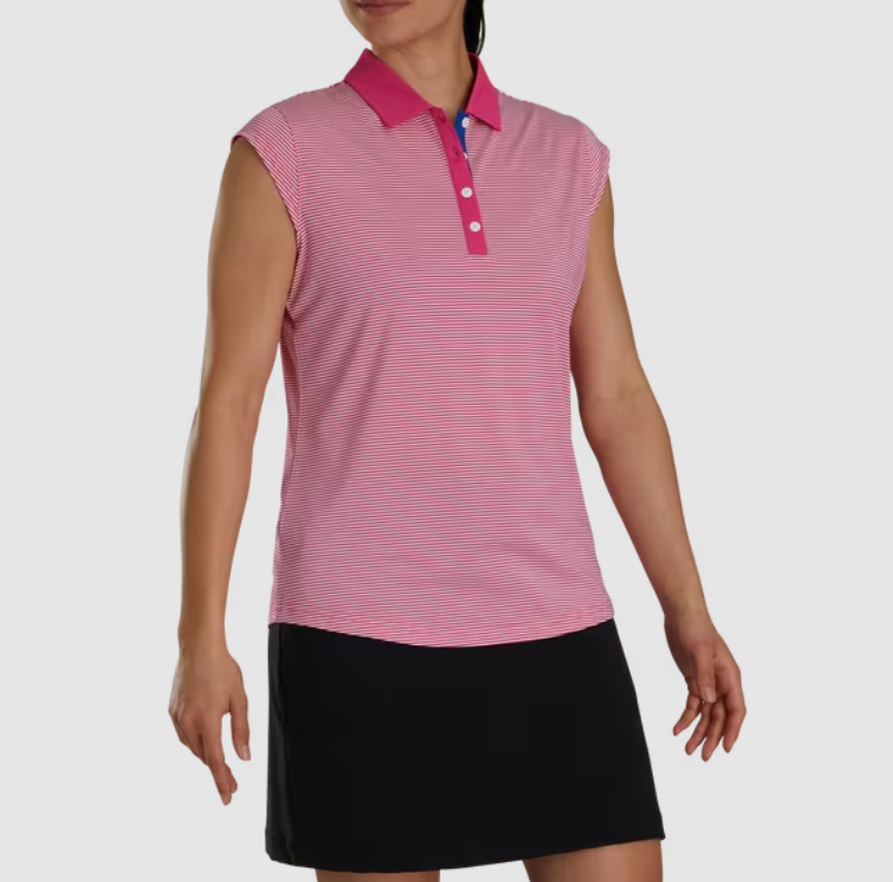 FOOTJOY CAP SLEEVE FEEDER STRIPE WOMEN'S SHIRT