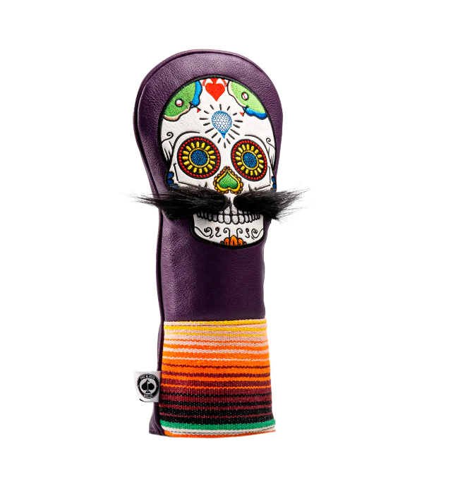 PINS & ACES MUSTACHE SUGAR SKULL - FAIRWAY HEADCOVER