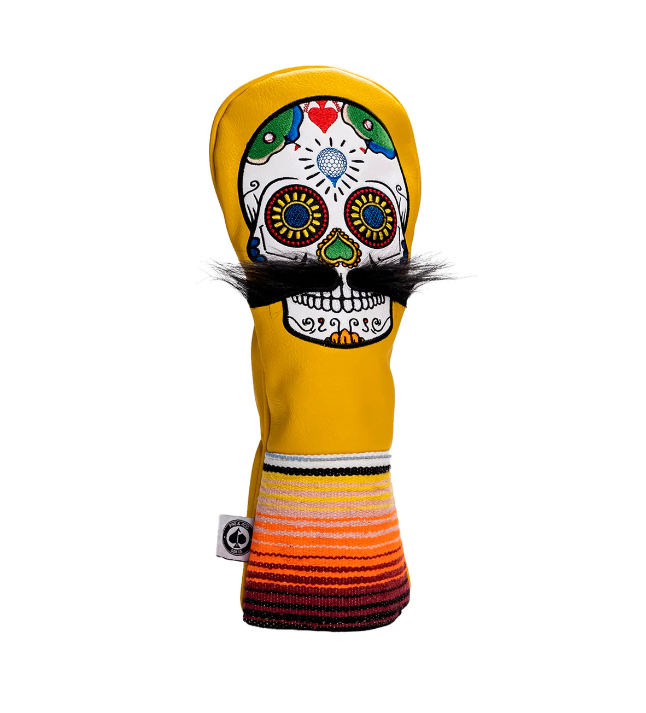 PINS & ACES MUSTACHE SUGAR SKULL - FAIRWAY HEADCOVER