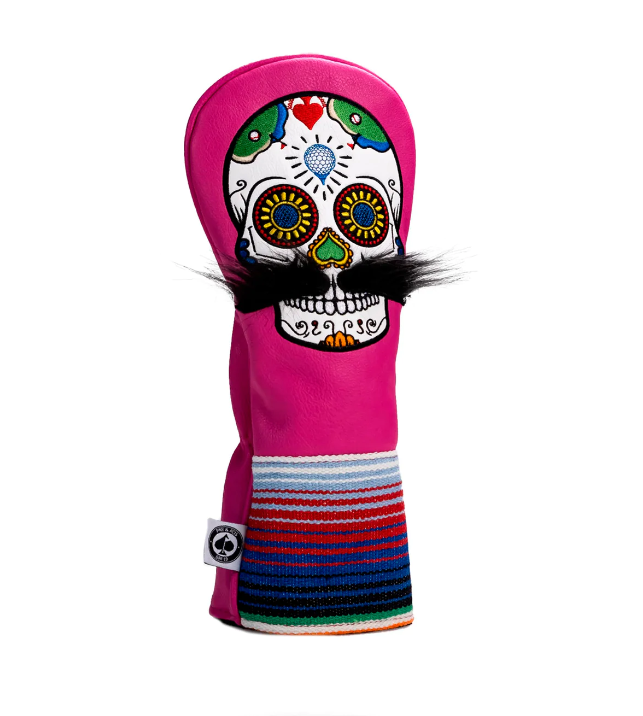 PINS & ACES MUSTACHE SUGAR SKULL - FAIRWAY HEADCOVER