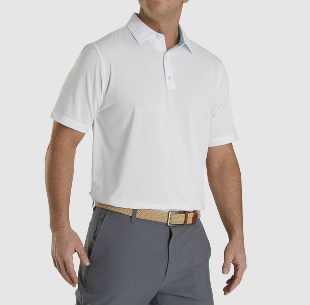 FOOTJOY STRETCH LISLE DOT PRINT SELF COLLAR SHIRT