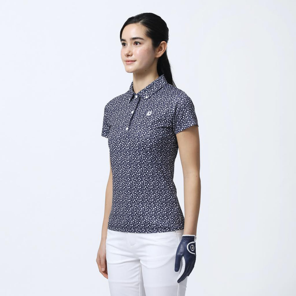 FOOTJOY SMALL FLOWER PRINT SHORT SLEEVE WOMEN'S SHIRT