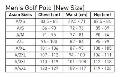 Adidas golf shirt size hot sale guide