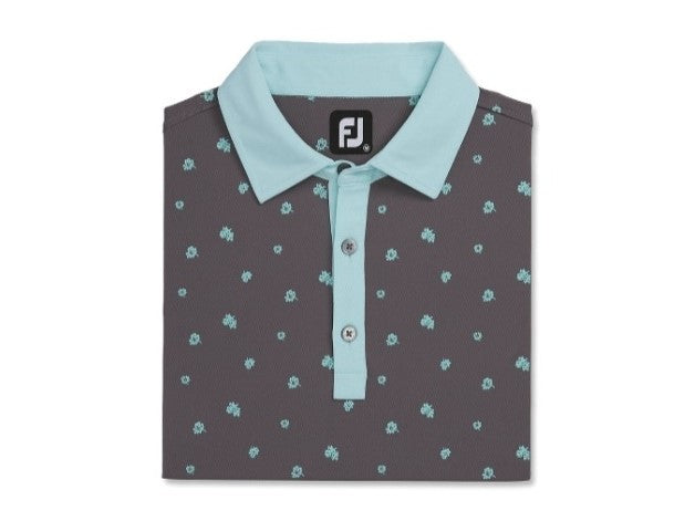 FOOTJOY SCATTERED FLORAL STRETCH PIQUE SELF COLLAR SHIRTS